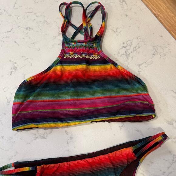 Pilyq PQ Maya Gypsy Halter & Reversible Full Cut Hipster size S bikini bohemian - Picture 2 of 8